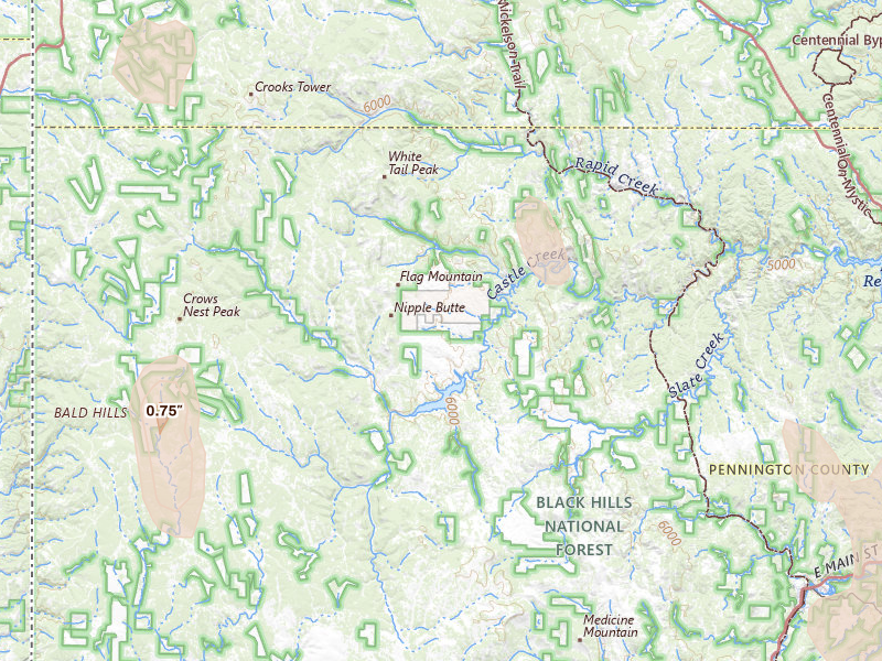 Radar-estimated hail-size map of the storm over Hill City, SD on May 30, 2026