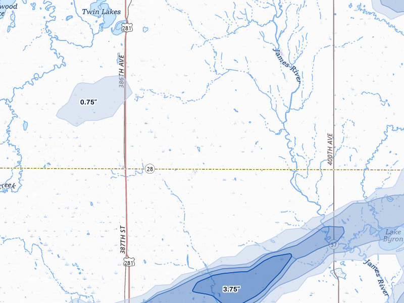 NEXRAD radar-signature map of the hail storm over Hitchcock, SD on Jun 3, 2026