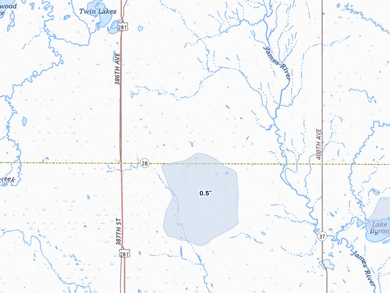 NEXRAD radar-signature map of the hail over Hitchcock, SD