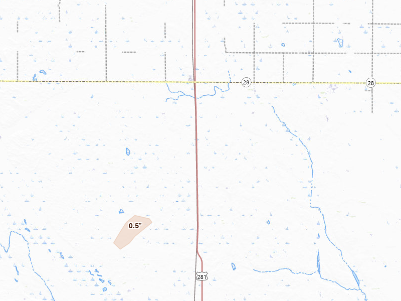 Radar-estimated hail-size map of the storm over Hitchcock, SD