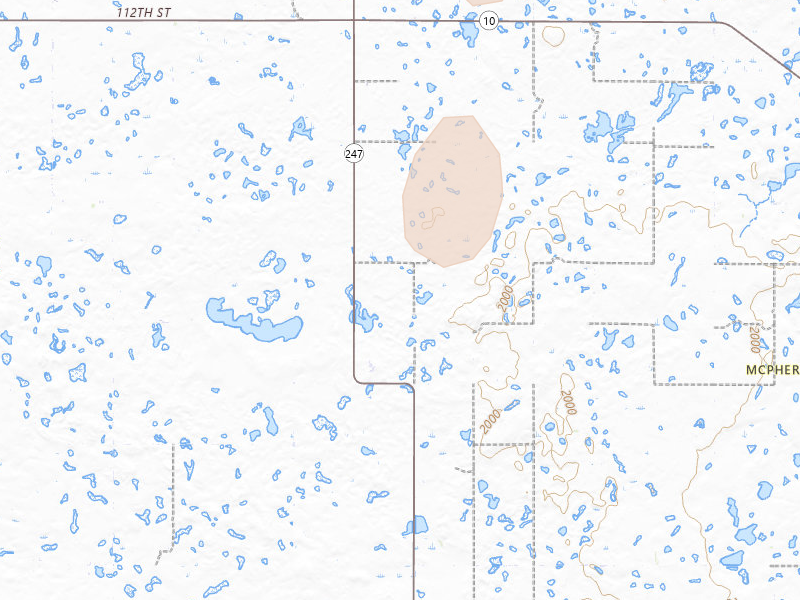 Radar-estimated hail-size map of the storm over Hosmer, SD on Jun 27, 2026