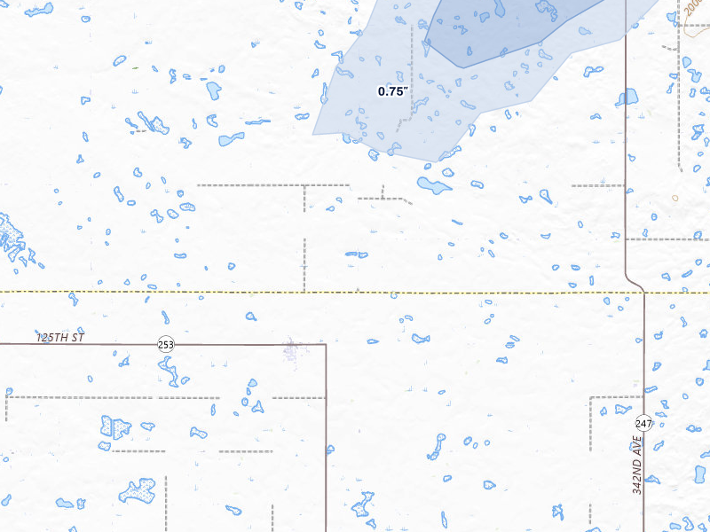 NEXRAD radar-signature map of the hail storm over Hosmer, SD on Aug 2, 2026
