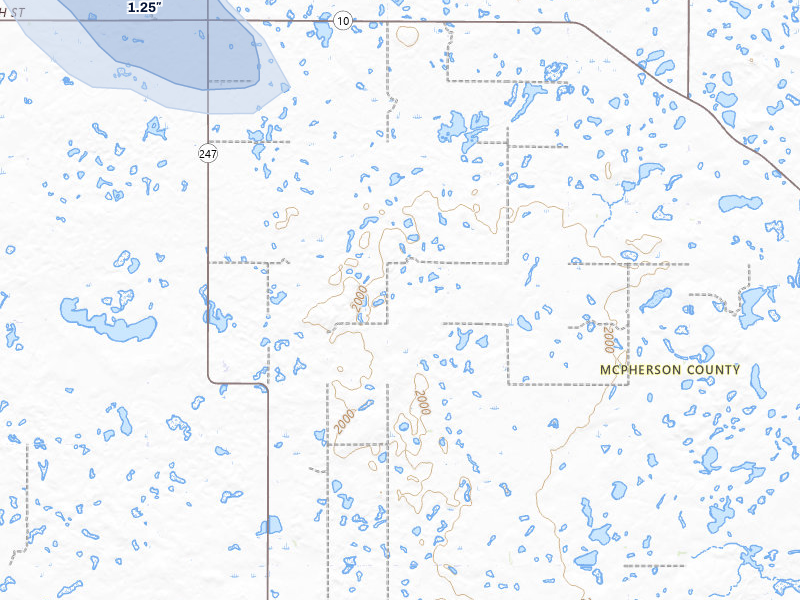 NEXRAD radar-signature map of the hail storm over Hosmer, SD on Aug 12, 2026