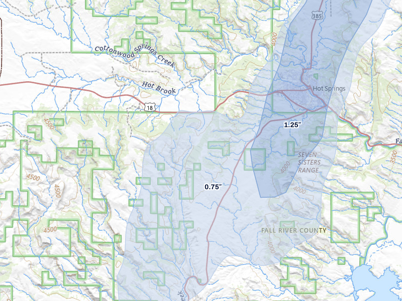 NEXRAD radar-signature map of the hail storm over Hot Springs, SD on Jun 6, 2026