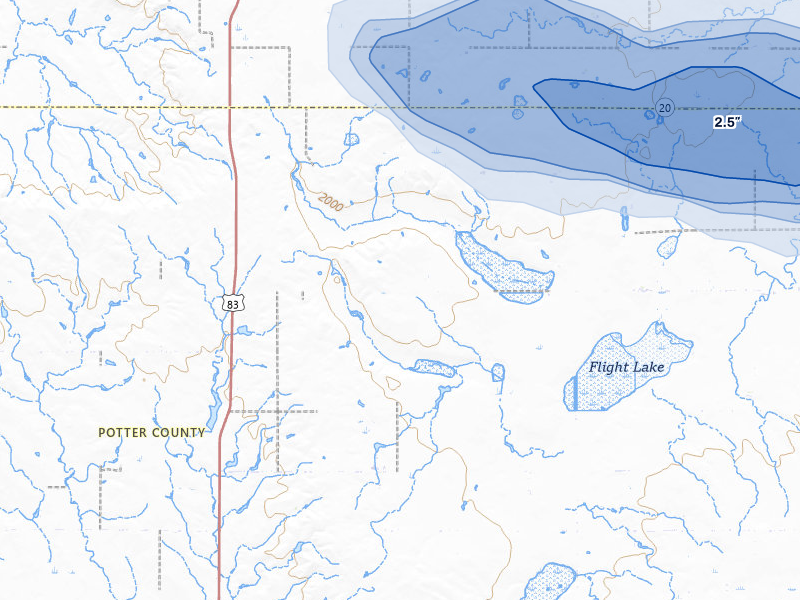 NEXRAD radar-signature map of the hail storm over Hoven, SD on Aug 29, 2026