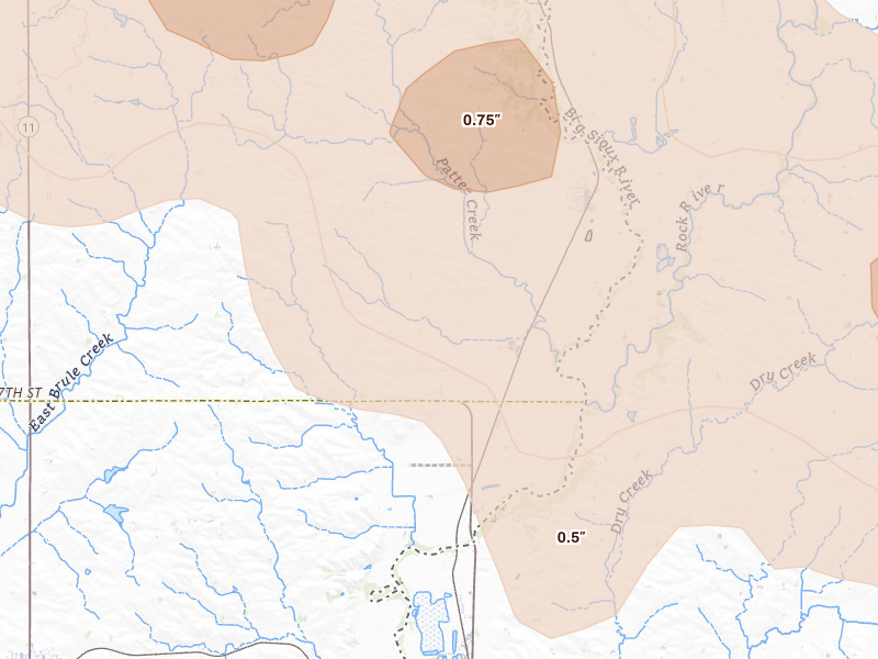 Radar-estimated hail-size map of the storm over Hudson, SD