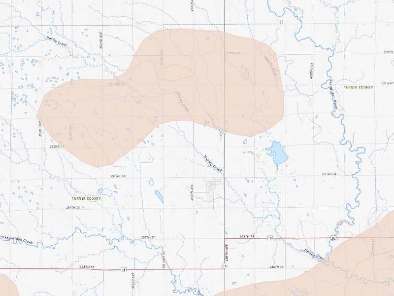 Radar-estimated hail-size map of the storm over Hurley, SD