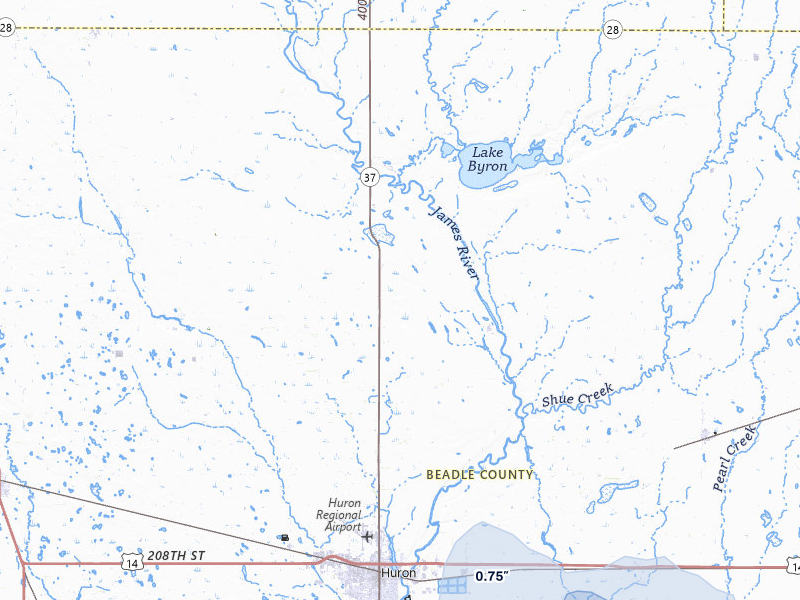 NEXRAD radar-signature map of the hail storm over Huron, SD on May 31, 2026