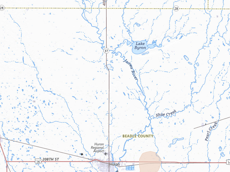 Radar-estimated hail-size map of the storm over Huron, SD on Jun 9, 2026