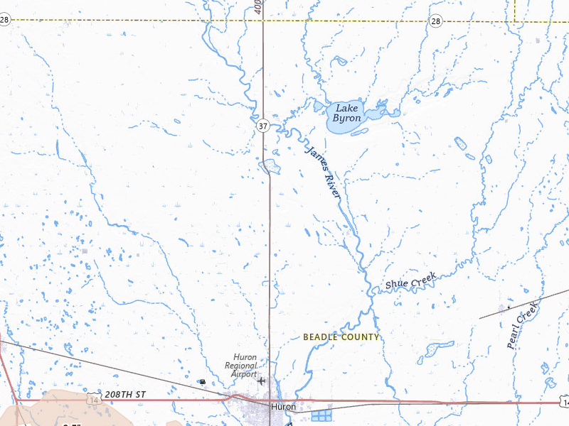 Radar-estimated hail-size map of the storm over Huron, SD on Jul 25, 2026