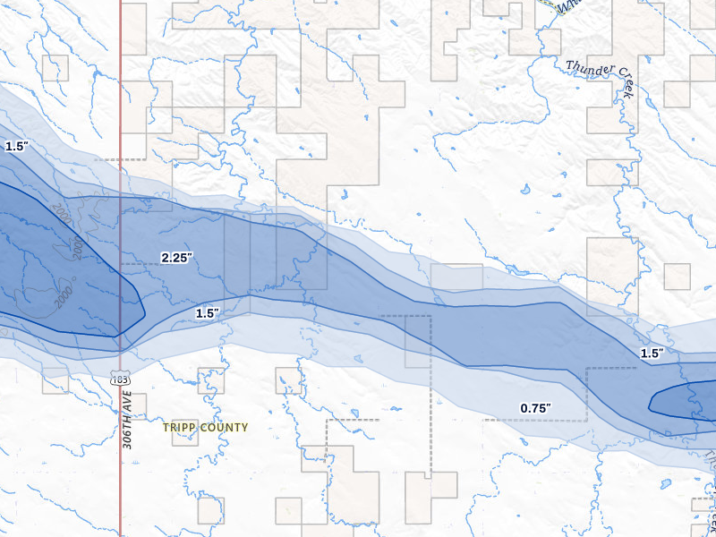 NEXRAD radar-signature map of the hail storm over Ideal, SD on Jun 3, 2026