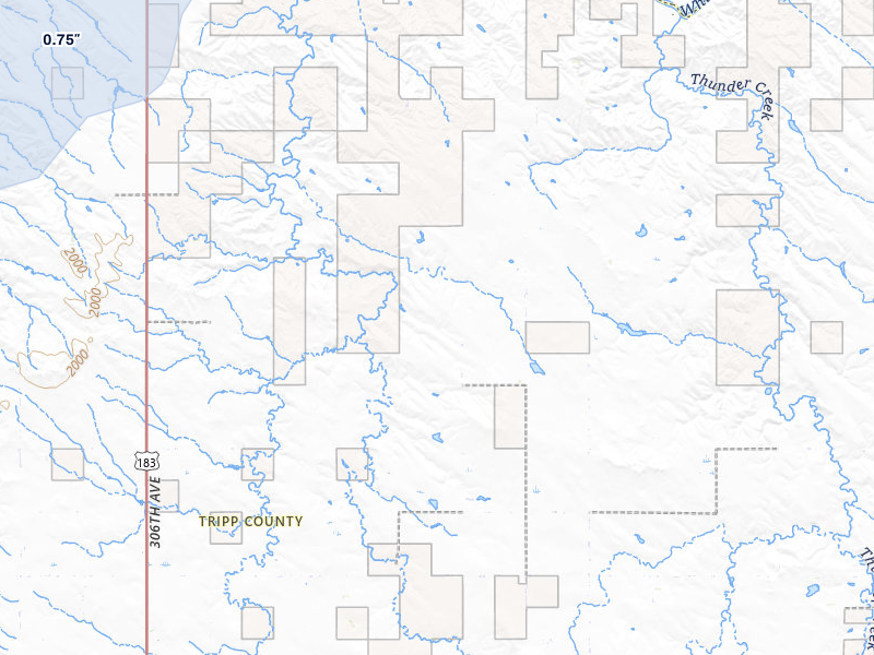 NEXRAD radar-signature map of the hail storm over Ideal, SD on Jul 25, 2026