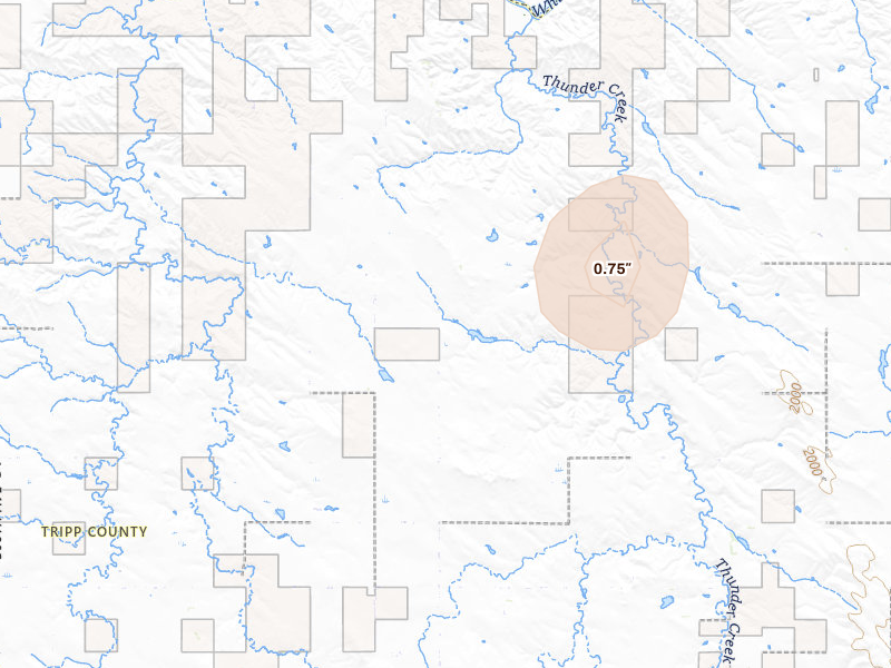 Radar-estimated hail-size map of the storm over Ideal, SD