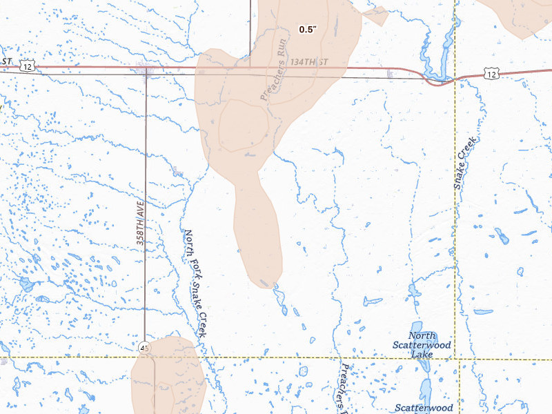 Radar-estimated hail-size map of the storm over Ipswich, SD on May 31, 2026