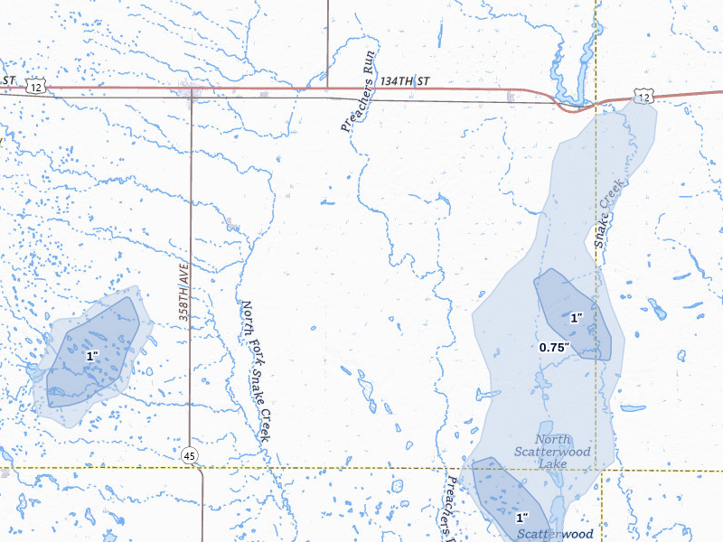NEXRAD radar-signature map of the hail storm over Ipswich, SD on Jun 27, 2026