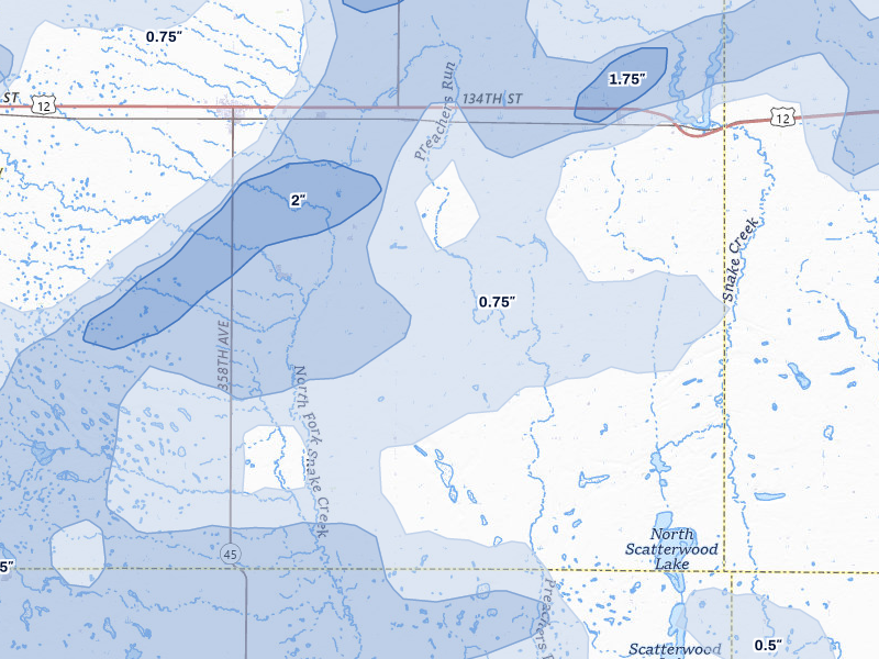 NEXRAD radar-signature map of the hail storm over Ipswich, SD on Jul 7, 2026