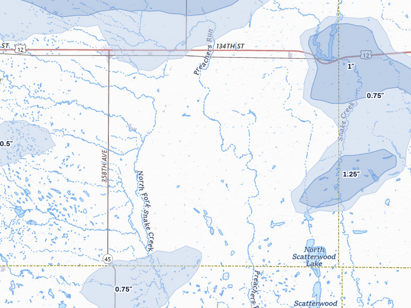 NEXRAD radar-signature map of the hail storm over Ipswich, SD on Jul 25, 2026