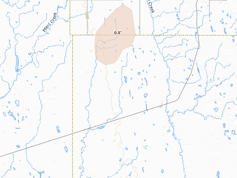 Radar-estimated hail-size map of the storm over Iroquois, SD on Jun 9, 2026