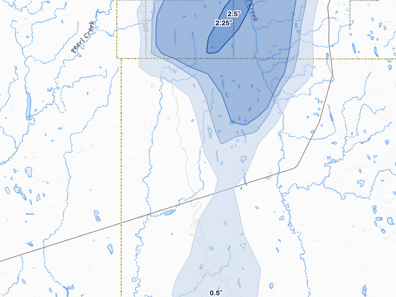 NEXRAD radar-signature map of the hail over Iroquois, SD
