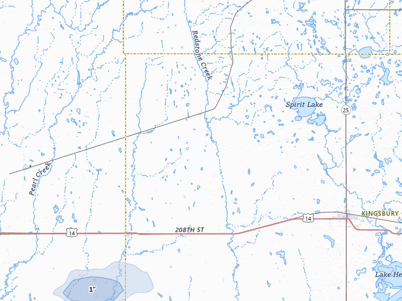 NEXRAD radar-signature map of the hail storm over Iroquois, SD on Aug 19, 2026