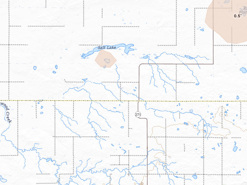 Radar-estimated hail-size map of the storm over Java, SD on Jun 9, 2026