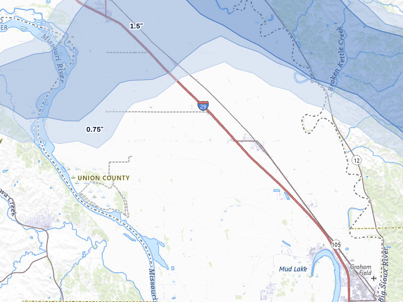 NEXRAD radar-signature map of the hail storm over Jefferson, SD on May 31, 2026