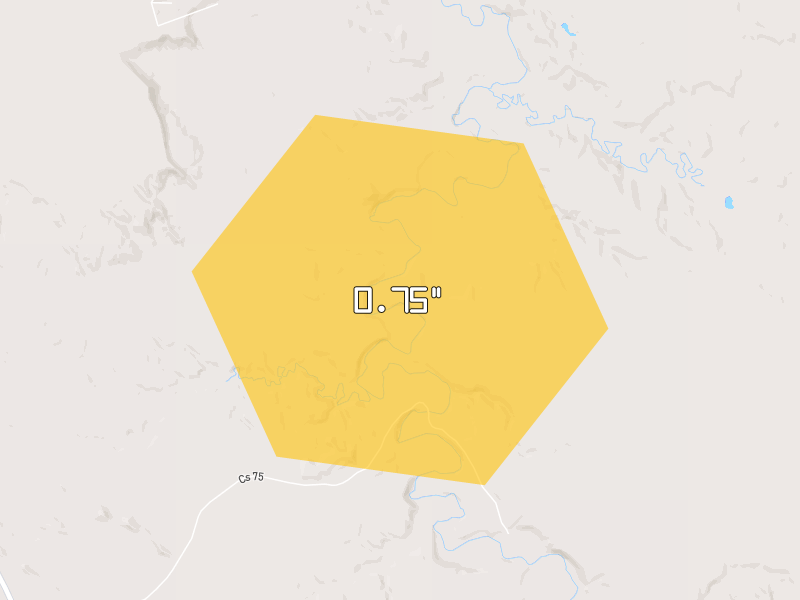 Hail map of Kadoka, SD on Jun 29, 2026, hail up to 0.75"