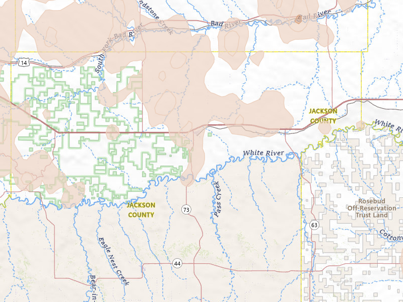 Radar-estimated hail-size map of the storm over Kadoka, SD on Jul 2, 2026