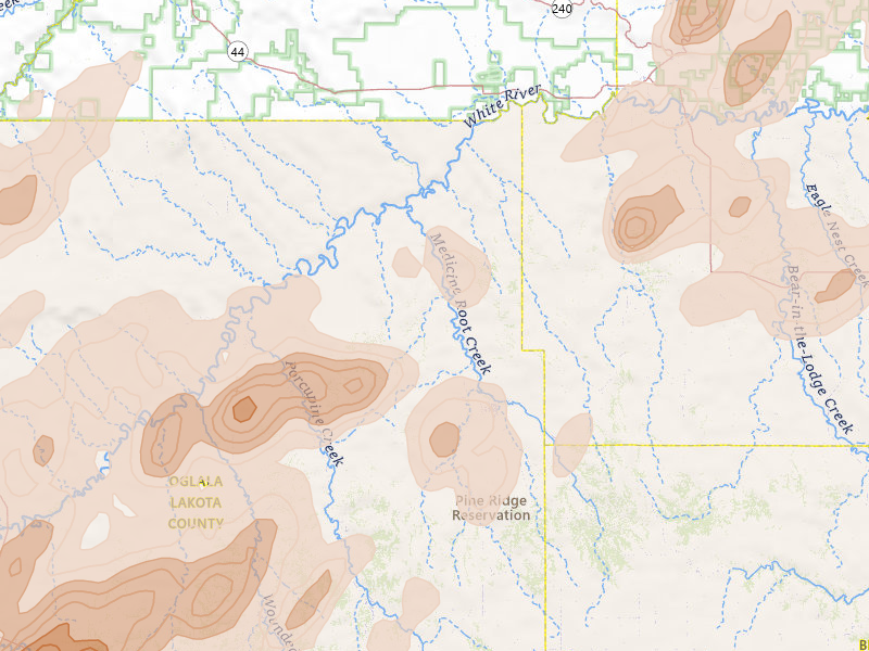 Radar-estimated hail-size map of the storm over Kyle, SD on Jun 2, 2026