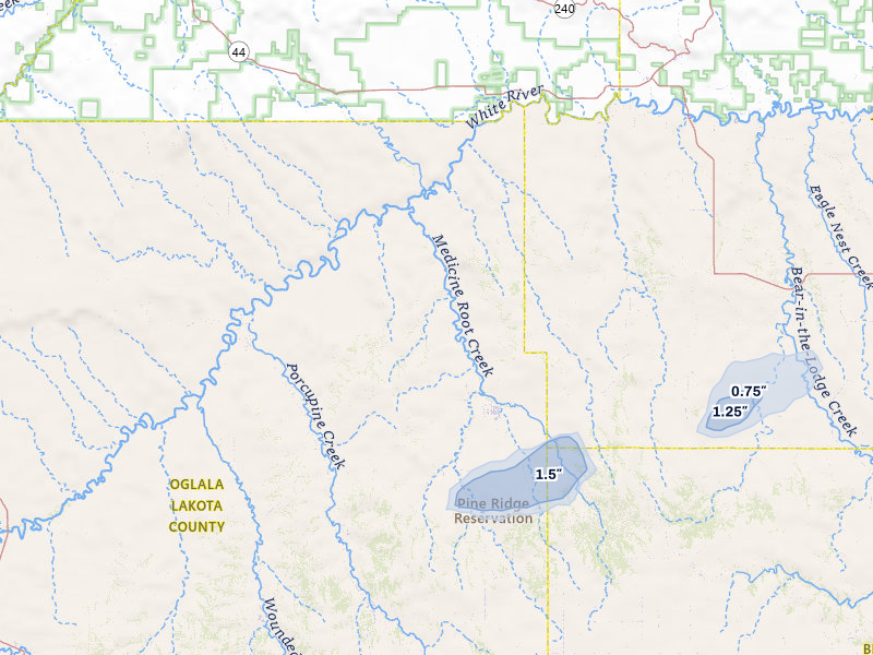 NEXRAD radar-signature map of the hail storm over Kyle, SD on Jul 25, 2026
