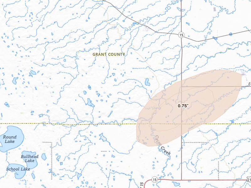 Radar-estimated hail-size map of the storm over Labolt, SD on Jun 4, 2026