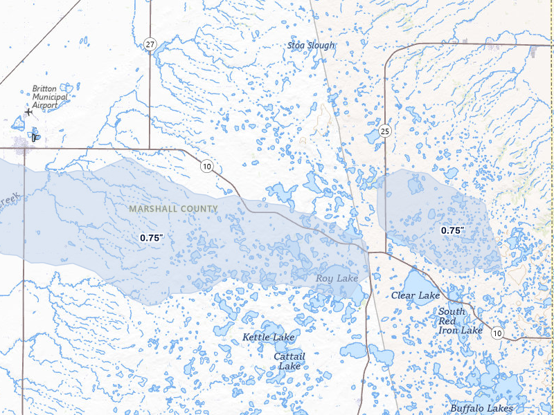 NEXRAD radar-signature map of the hail over Lake City, SD