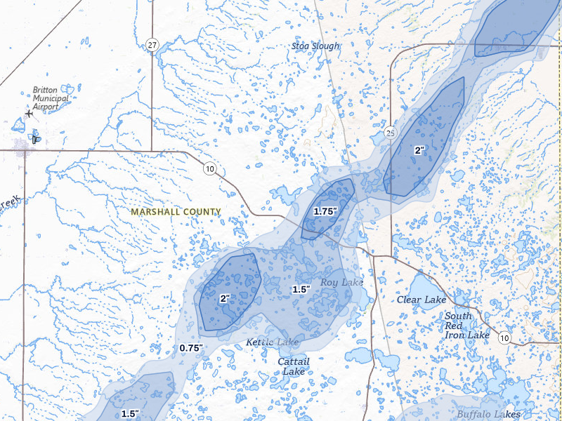NEXRAD radar-signature map of the hail over Lake City, SD
