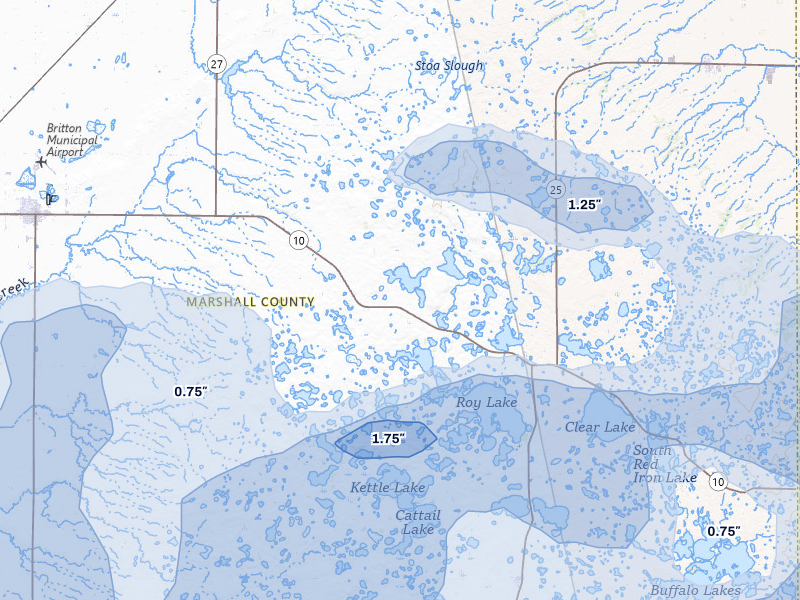 NEXRAD radar-signature map of the hail over Lake City, SD