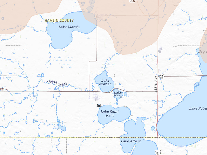 Radar-estimated hail-size map of the storm over Lake Norden, SD on Jun 3, 2026
