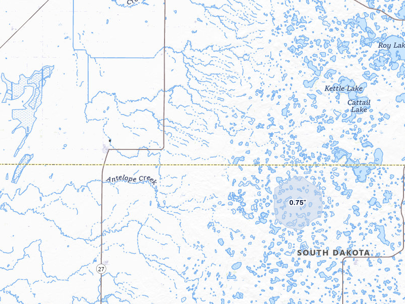 NEXRAD radar-signature map of the hail over Langford, SD