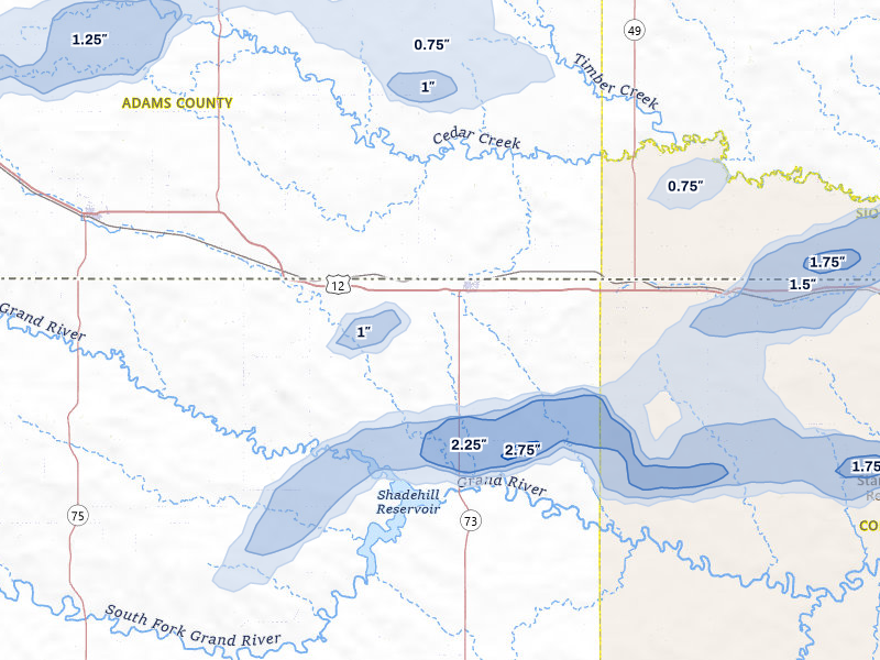NEXRAD radar-signature map of the hail over Lemmon, SD