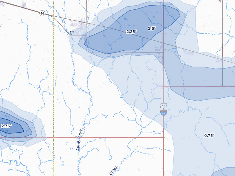 NEXRAD radar-signature map of the hail storm over Lennox, SD on May 17, 2026