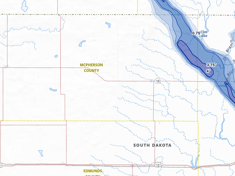 NEXRAD radar-signature map of the hail storm over Leola, SD on Jul 24, 2026