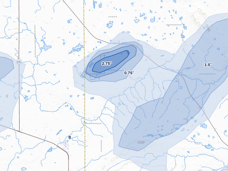 NEXRAD radar-signature map of the hail storm over Lesterville, SD on May 17, 2026