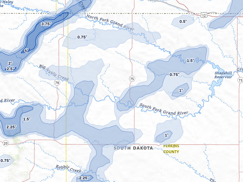 NEXRAD radar-signature map of the hail storm over Lodgepole, SD on Jun 27, 2026