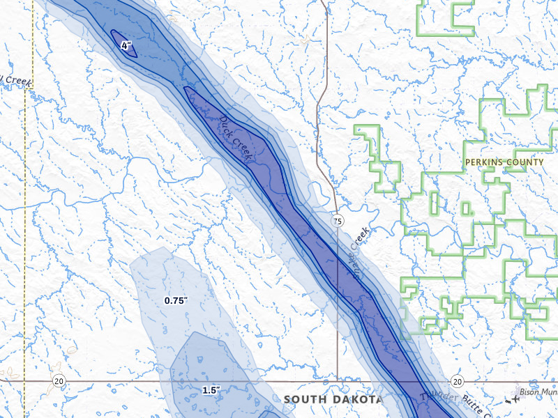 NEXRAD radar-signature map of the hail storm over Lodgepole, SD on Aug 10, 2026