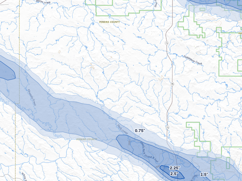 NEXRAD radar-signature map of the hail storm over Lodgepole, SD on Aug 17, 2026