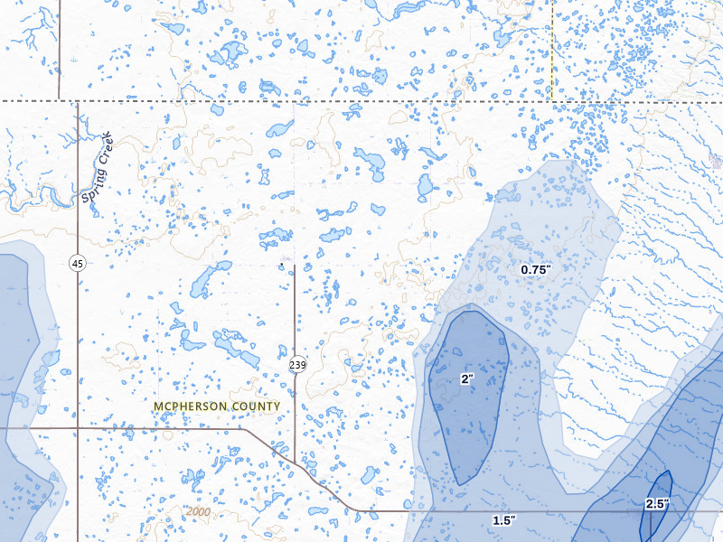 NEXRAD radar-signature map of the hail storm over Long Lake, SD on May 31, 2026
