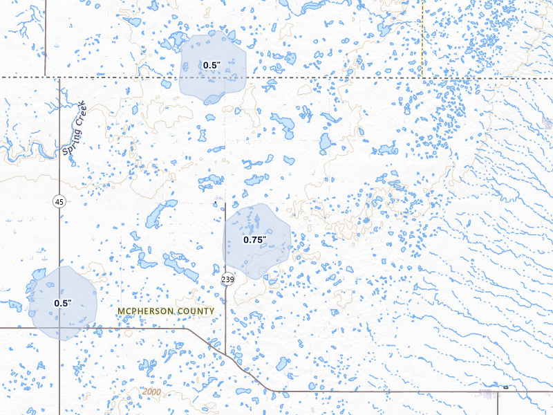 NEXRAD radar-signature map of the hail storm over Long Lake, SD on Jun 3, 2026