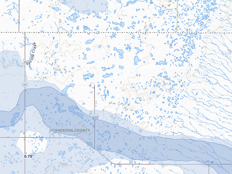 NEXRAD radar-signature map of the hail storm over Long Lake, SD on Jul 7, 2026