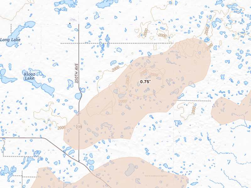 Radar-estimated hail-size map of the storm over Long Lake, SD