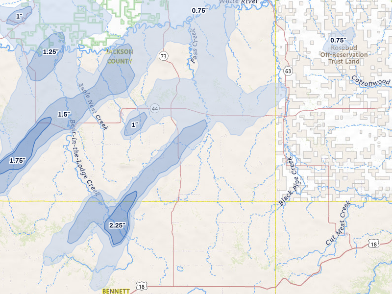 NEXRAD radar-signature map of the hail storm over Long Valley, SD on Jun 27, 2026