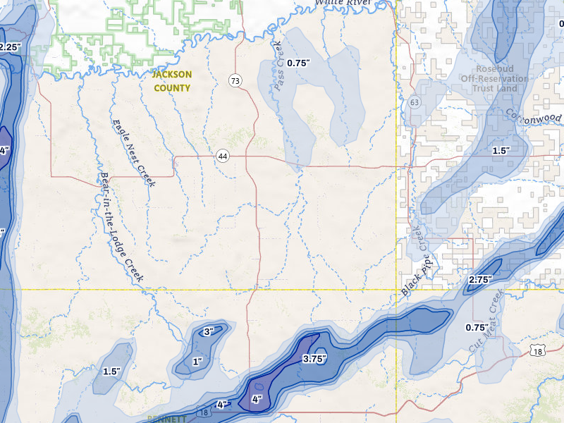 NEXRAD radar-signature map of the hail storm over Long Valley, SD on Jun 28, 2026