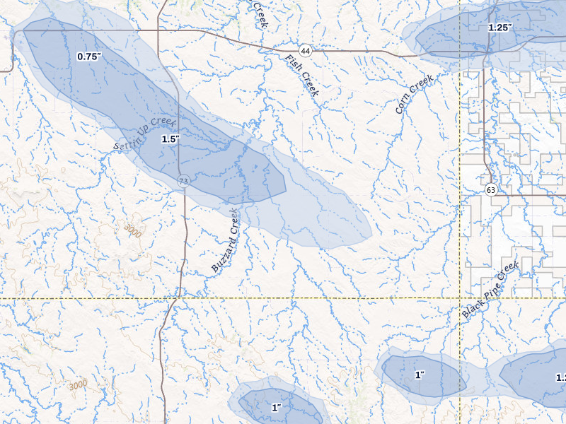 NEXRAD radar-signature map of the hail storm over Long Valley, SD on Aug 11, 2026